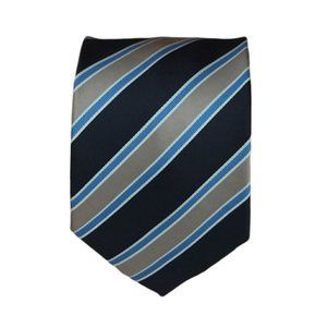 ALEXANDER JULIAN Black Striped Polyester Tie HANDMADE 64"/ 3.5" EC
